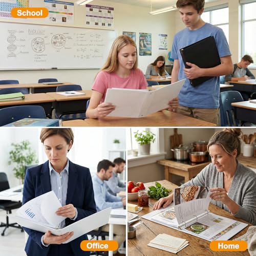 Comix Durable 1.5 Inch 3 Ring Binder with Clear Cover, 1.5" Round View Binder with 2 Interior Pockets, 300 Sheets Capacity of US Letter Size Paper, PVC-Free, Office School Supplies, 8 Pack (Black) - color: Black, size: 1.5 inch, style: 8 Pack