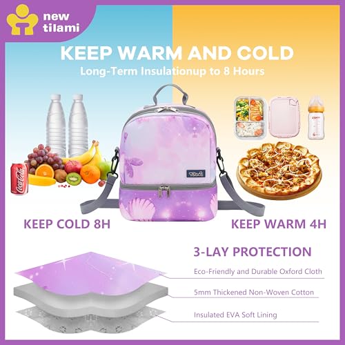NEW TILAMI Kids Lunch Bag Double Insulated for tilami Rolling Backpack Girls Boys forTravel School Picnic, Fairy Purple - color: Fairy Purple
