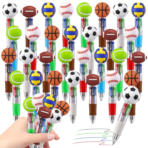 CZWZ 30Pcs Mini Multicolor Pens in One 4-in-1 Cute Pens Bulk for Kids, Ballpoint Pen for Birthdays and Children's Parties, Fun Gifts Assorted Ink Kawaii Pen(Sports) - style: 30Pcs-Sports
