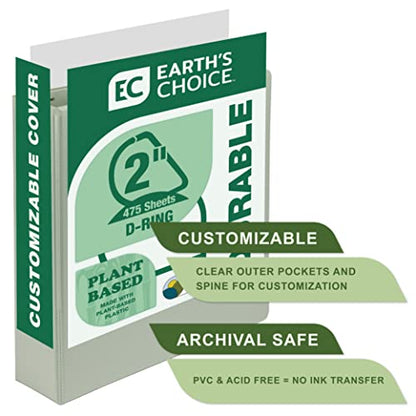 Samsill Plant-Based 2 Inch Durable D-Ring, View Binder, Eco-Friendly, USDA Certified Biobased, 2 Count,Pack of 1, Sage Green - color: Sage Green, size: 2-Inch, style: 2 Pack