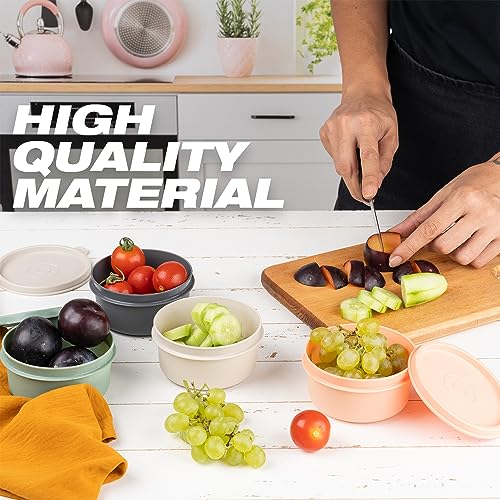 9 oz Small Round Food Storage Containers with Lids Set of 10, Airtight Leakproof Reusable, Plastic To Go Bento Box, Mini Lunch Box, Snack Storage Bowl, for Kitchen, Picnic (10)