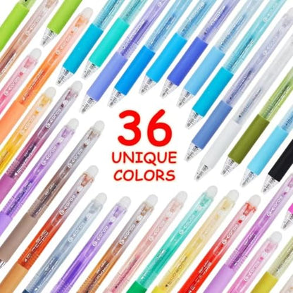 36 Colors Retractable Erasable Gel Pens Clicker,Fine Point 0.7mm Smooth Writing Pens,Cute Pens For Writing Journaling Taking Notes School Office Home. - color: 36 Colors