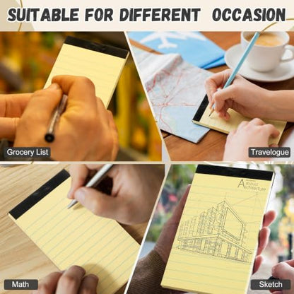 Tenceur 16 Pcs Small Notepads 3'' x 5'' Lined Writing Note Pad - 50 Sheets Per Memo Pad, 80 Gsm Paper Pads, Perforated Mini Pads Pocket Notebook Refills for Taking Notes and Reminders (Black Top) - color: Yellow (Black Top), style: Line