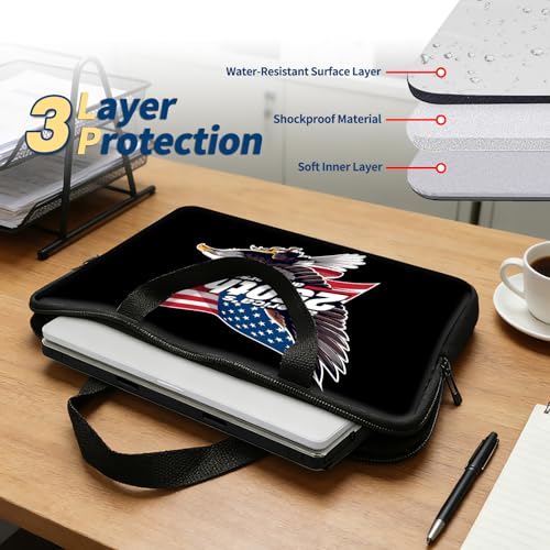 Laptop Bag 10 Inch,Resistant Shockproof Laptop Sleeve Case Protective Cover Carrying Case with Handle Compatible for HP Dell Lenovo Acer Asus Notebook Computer,America 250 Eagle Flag - color: America 250 Eagle Flag, size: 9-10.5 in