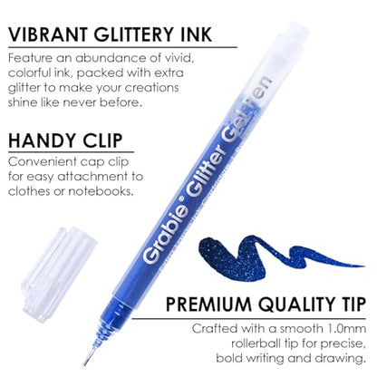 Grabie Jumbo Glitter Gel Pens Set of 18, Metallic Sparkle Gel Ink Pens, Large Capacity Vibrant Glitter Pens for Coloring Books, Drawing, Journaling, Scrapbooking & DIY Crafts, Smooth Writing Art Pens - color: 18 Colors Jumbo Glitter Gel Ink Pens