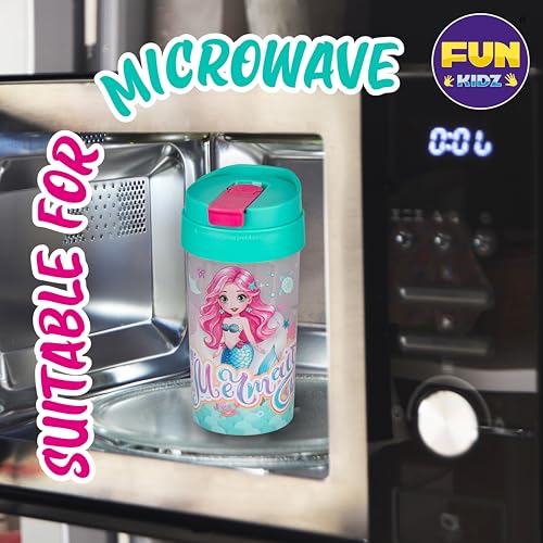 17oz Mermaid Kids Water Bottle, Total My Style Toddler Spout Cover and Carry Handle Design Lid Leak Proof BPA free Cup for Girls Ages 3+ Dishwasher Safe for Sports School Travel with Silicon Straw