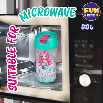 17oz Mermaid Kids Water Bottle, Total My Style Toddler Spout Cover and Carry Handle Design Lid Leak Proof BPA free Cup for Girls Ages 3+ Dishwasher Safe for Sports School Travel with Silicon Straw