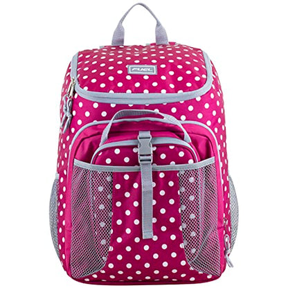 FUEL Lunch Backpack Set Water Resistant Bookbag Bag Soft Reusable Insulated Cooler Lunch Box Thermal Travel Office Lunch Bag, Pink Polka Dots - color: Pink Polka Dots