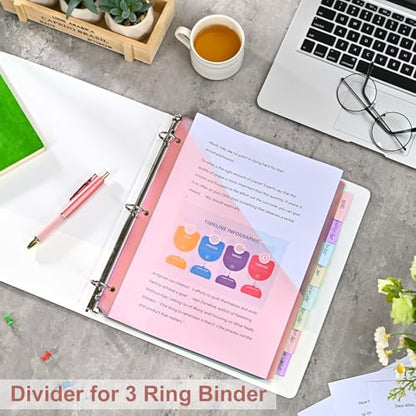 48 Counts 8-Tab Binder Dividers, Index Pockets for 3 Ring Binders, 8 Pastel Colors, US Letter Size (6)