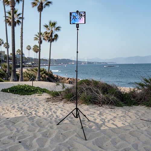 Socialite Elevate Reverse Leg Heavy Duty Light Stand/Tripod, Includes Universal Tablet & Phone Mount for iPad & Smartphone, Perfect for Travel and All Photography, Video. Adjusts 18.9" to 8 feet