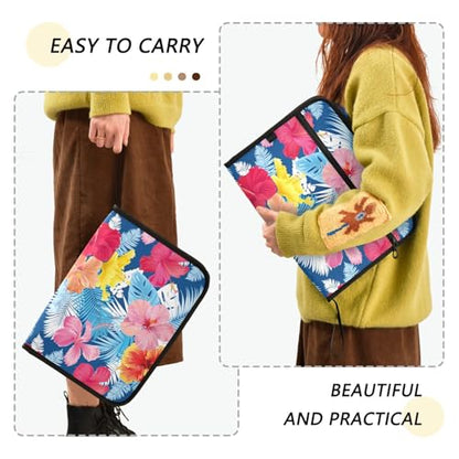 Hibiscus Flower and Leaf File Folders,Plastic Folders with 13 Pockets,Expandable File Folder for Documents School Students Office,Aesthetic Folder with Labels A4 Letter Size - color: Multi 25