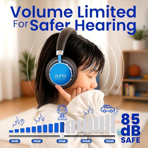Puro Sound Labs Kids Wireless Headphones – Volume-Limiting 85dB, Built-In Mic, Studio-Grade Sound, 20-Hour Battery Life, Comfortable Fit & Easy to Connect Kids Bluetooth Headphones – BT2200 Plus, Blue - color: Blue