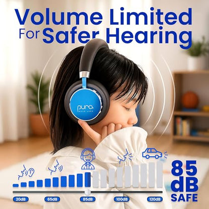 Puro Sound Labs Kids Wireless Headphones – Volume-Limiting 85dB, Built-In Mic, Studio-Grade Sound, 20-Hour Battery Life, Comfortable Fit & Easy to Connect Kids Bluetooth Headphones – BT2200 Plus, Blue - color: Blue