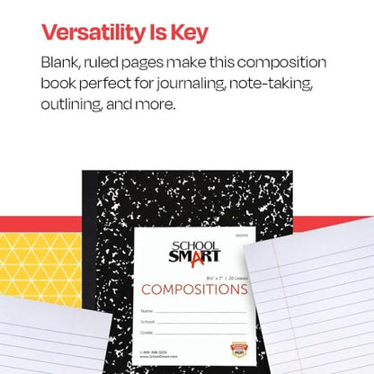 School Smart Flexible Cover Ruled Composition Book, 8-1/2 x 7 Inches, 40 Pages