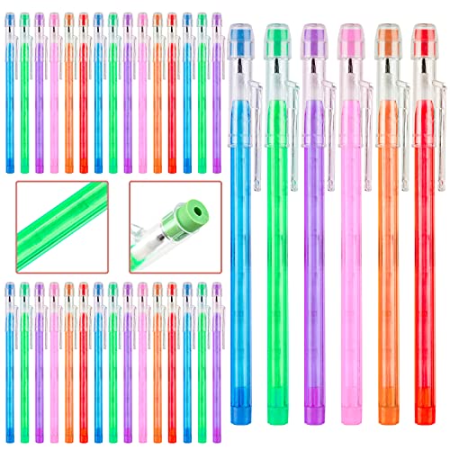 Kolewo4ever 36pcs HB Pencils Kawaii Cute Multipoint Pencil Push Translucent Non Sharpening Stackable Pencils Pop Up Plastic Pencil for Classroom Rewards Carnival Prizes (Normal)