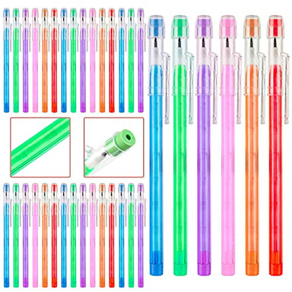 Kolewo4ever 36pcs HB Pencils Kawaii Cute Multipoint Pencil Push Translucent Non Sharpening Stackable Pencils Pop Up Plastic Pencil for Classroom Rewards Carnival Prizes (Normal)