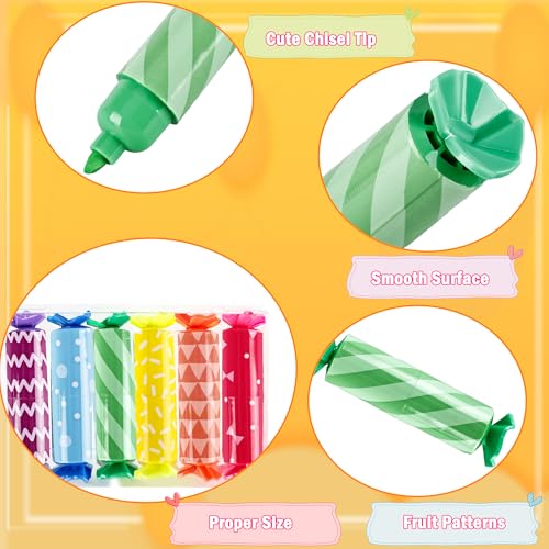 60 Pack Mini Candy Highlighters Bulk Candy Shape Pastel Highlighter Cute Chisel Head Marker Highlighters for Candy Party Drawing Poster Back to School Office Supplies, 6 Color