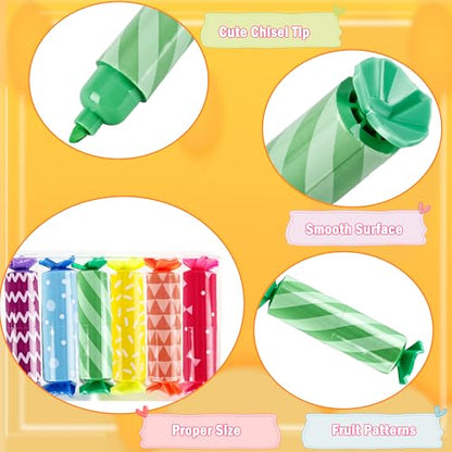 60 Pack Mini Candy Highlighters Bulk Candy Shape Pastel Highlighter Cute Chisel Head Marker Highlighters for Candy Party Drawing Poster Back to School Office Supplies, 6 Color
