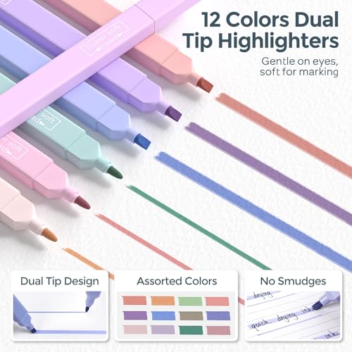 Nicpro School Supplies with Cute Pencil Case, 39 PCS Blue | Back to School Stationery Set, Essentials for College Nursing Student, 12 Pastel Highlighter, 6 Mechanical Pencil, 5 Gel Pen - color: Blue, size: 39 PCS