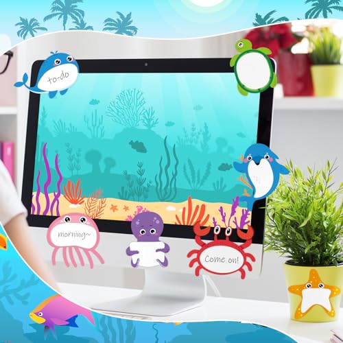 Yinder 24 Pads Cute Sticky Notes Fun Kawaii Ocean Animal Sticky Notes Pads Bulk Cartoon Memo Self Adhesive Gift Back to School Veterinary Office School Tab Party Supplies - style: Ocean Animals