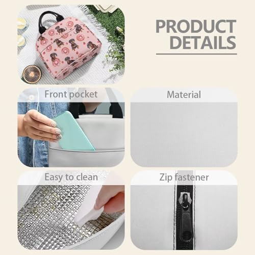 Cute Dachshund Kids Lunch Box Large Capacity Insulated Lunch Bag Portable Handle Thermal Picnic Cool Bags Multifunctional for School Picnic Travel Hiking Camping - color: Cute Dachshund