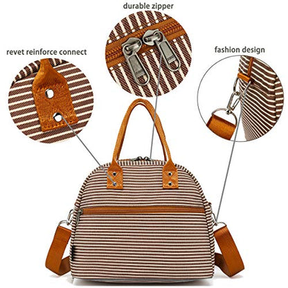 FlowFly Insulated Lunch Bag With Shoulder Strap for Women, Men, and Kids, Large and Reusable, Handle, Freezable Work and School Travel Tote and Meal Prep Organizer,Coffee - color: Coffee