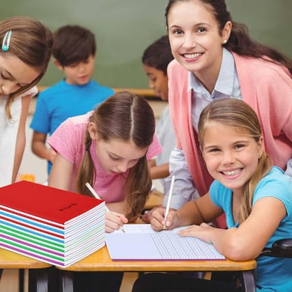 Henoyso 12 Pcs Primary Composition Notebooks k-2 for Kids, 120 Pages Draw and Write Journal Bulk for Kindergarten Classroom Preschool Teachers, Back to School Supplies (Red,Green,Blue,Purple) - color: Red, Green, Blue, Purple