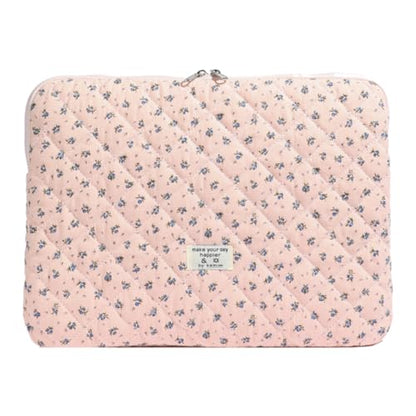Cute Laptop Sleeve 13-15 inch Laptop Case Aesthetic Quilted Laptop Sleeve Computer Bag with Flower Printing for MacBook (A-Pink, 15inch) - color: A-pink, size: 15inch