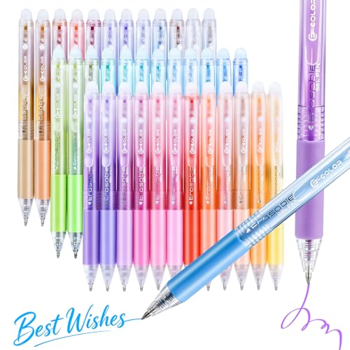 36 Colors Retractable Erasable Gel Pens, Retractable Fine Point Erasable Pens,Make Mistakes Disappear Colored Pens Clicker for Drawing, Colored Pens Grabbie Gel Pens for Writing, Planner & Note Taking - color: 36 Colors