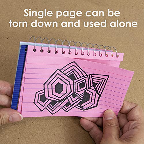 BAZIC 50 Ct. Spiral Bound 3" X 5" Ruled Colored Index Card