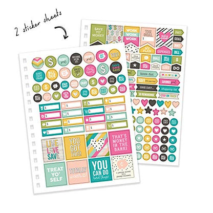 Pukka Pad, Carpe Diem Budget Planner Spiral Bound Notebook with 12 Month Calendar, Dividers, Inserts, and Sticker Sheets – Features Savings Goals & Tracker, Financial Overview, and Bank Information