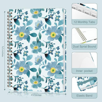 2026 Planner, Weekly and Monthly Calendar Planner Agenda, Jan 2026 - Dec 2026, Planning Academic Book, Office Desk Accessories and School Supplies - A5 (6.3'' x 8.5'') - color: C-Blue Blossoms