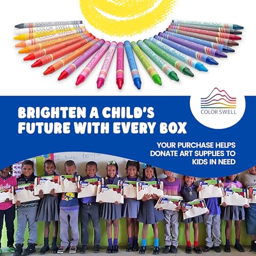 Color Swell 24-Pack Crayons – Non-Toxic, Ideal for Kids, Students, Adults, and Classroom Activities - size: 1 Pack | 24 Crayons