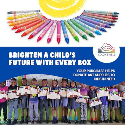 Color Swell 24-Pack Crayons – Non-Toxic, Ideal for Kids, Students, Adults, and Classroom Activities - size: 1 Pack | 24 Crayons