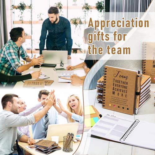10 Sets Inspirational Notebooks Bulk Back to School Spiral Notebook with Notepad and Bamboo Pen Team Appreciation Gift for Office Teacher Employee Social Worker Student (Team Together) - style: Team Together