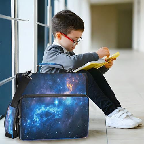 3 Ring Zipper Binder Galaxy Binder Organizer Portfolio with File and Shoulder Strap & Handle Large Capacity File Folder - color: Galaxy