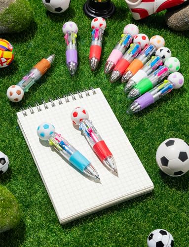 36Pcs 4-in-1 Soccer Mini Theme Multicolor Ballpoint Pens | Cute Retractable Pen Bulk for Birthday Party Classroom Student Prizes Teacher Rewards - style: SoccerMulticolorPens36Pcs