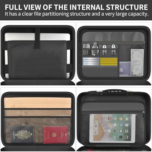 3200℉ Fireproof Briefcase 15.6in Laptop, Legal Size Organizer Filer | Includes13-pocket accordion folder,UL-94 VTM-0 Certified 6-layer,Waterproof Sealed Zippers,Dual-compartment,Bags Only