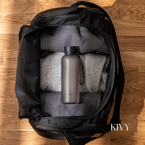 KIVY Slim Water Bottle 22oz [Lightweight & Shatterproof] - Reusable Tritan Water Bottle - Leak Proof Bottle for Women & Men - Water bottle no straw - Dishwasher Safe - BPA Free - color: 02 Ash Black, size: 22oz