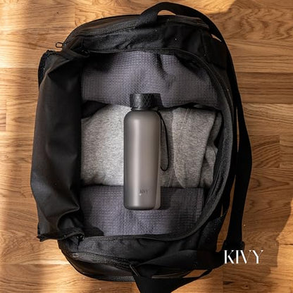 KIVY Slim Water Bottle 22oz [Lightweight & Shatterproof] - Reusable Tritan Water Bottle - Leak Proof Bottle for Women & Men - Water bottle no straw - Dishwasher Safe - BPA Free - color: 02 Ash Black, size: 22oz