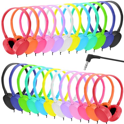 25 Pack Bulk Headphones Classroom for School Kids Students Teen Boys Girls Children Baby Toddler and Adult (Multi Colored) - color: Mixed Colors, size: 25 Pack