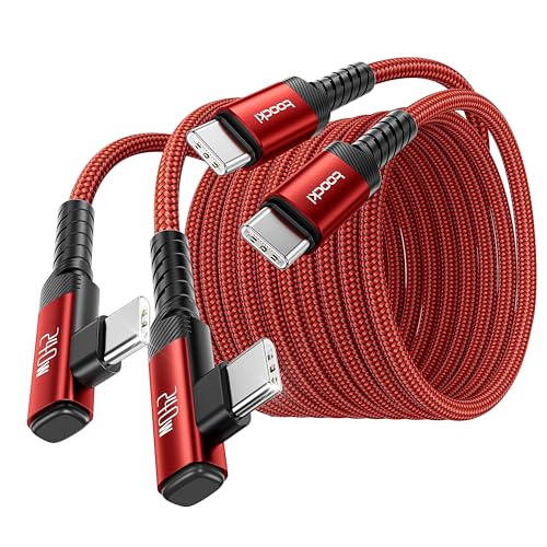USB C Cable [2Pack, 10ft] 240W Fast Charging Type C Cord, Nylon Braided USB 2.0 Cable for iPhone 17 16 15 Pro Plus Pro Max Air, iPad Pro, Samsung Galaxy S24 S23, Switch, MacBook Pro, Pixel-Red - color: Red, size: 10+10FT