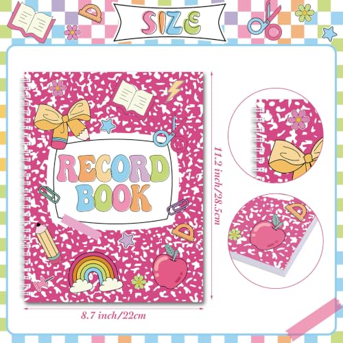 Pasimy 2026-2027 Teacher Record Book Grade Book for Teacher Classroom Spiral Bound Class Planner Double Sided Office Favors Supplies for Classroom Attendance Decoration (Pink Composition Notebook) - style: Pink Composition Notebook