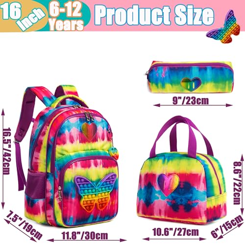 Backpack for Girls Elementary Preschool Kids Lunch Box for School - color: Butterfly Bag