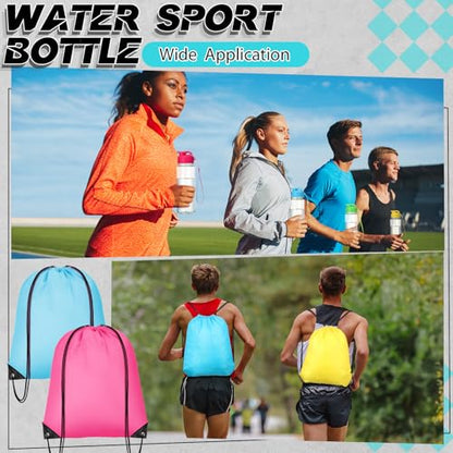 40 Pcs 17 oz Plastic Water Bottles Bulk and Drawstring Backpack Set for Back to School Gifts Reusable Flip Top Leakproof Water Bottles with Handle Adults Sports Gym Travel Outdoor(Stylish) - color: Stylish