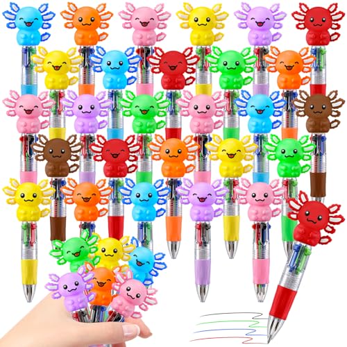 CZWZ 30Pcs Mini Multicolor Pens in One 4-in-1 Cute Pens Bulk, Ballpoint Pen for Birthdays and Parties, Fun Gifts Assorted Ink Kawaii Pen(Axolotl) - style: 30Pcs-Axolotl