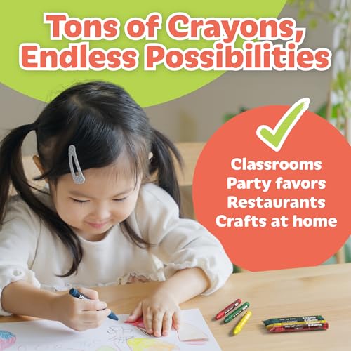 Kidaddle 2000 Count Bulk Crayons, 4 Colors, 500 Packs, Regular Size Non Toxic Crayons for School, Teachers, Classroom Supplies, Restaurants, Stocking Stuffers - size: 2000 Count