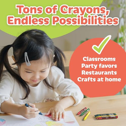 Kidaddle 2000 Count Bulk Crayons, 4 Colors, 500 Packs, Regular Size Non Toxic Crayons for School, Teachers, Classroom Supplies, Restaurants, Stocking Stuffers - size: 2000 Count