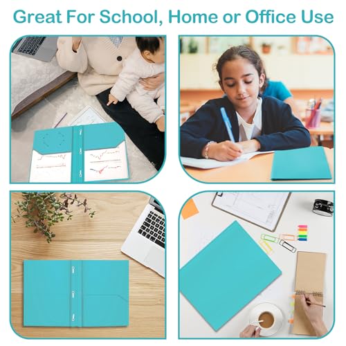 Heavy Duty Plastic Folder, 60 Pack, Pocket Folder with brads, Letter Size Poly File, Plastic Folders with 3 Prongs Fasteners - Light Blue - color: Lake Blue, size: 60 PACK