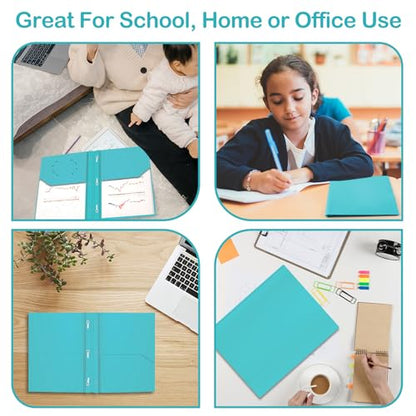Heavy Duty Plastic Folder, 60 Pack, Pocket Folder with brads, Letter Size Poly File, Plastic Folders with 3 Prongs Fasteners - Light Blue - color: Lake Blue, size: 60 PACK